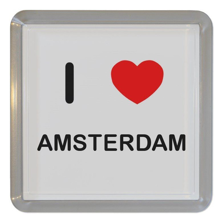 I Love Amsterdam - Plastic Tea Coaster / Beer Mat