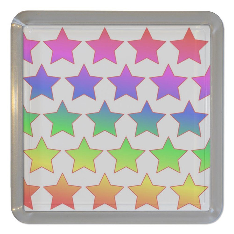 Rainbow Star Pattern - Plastic Tea Coaster / Beer Mat