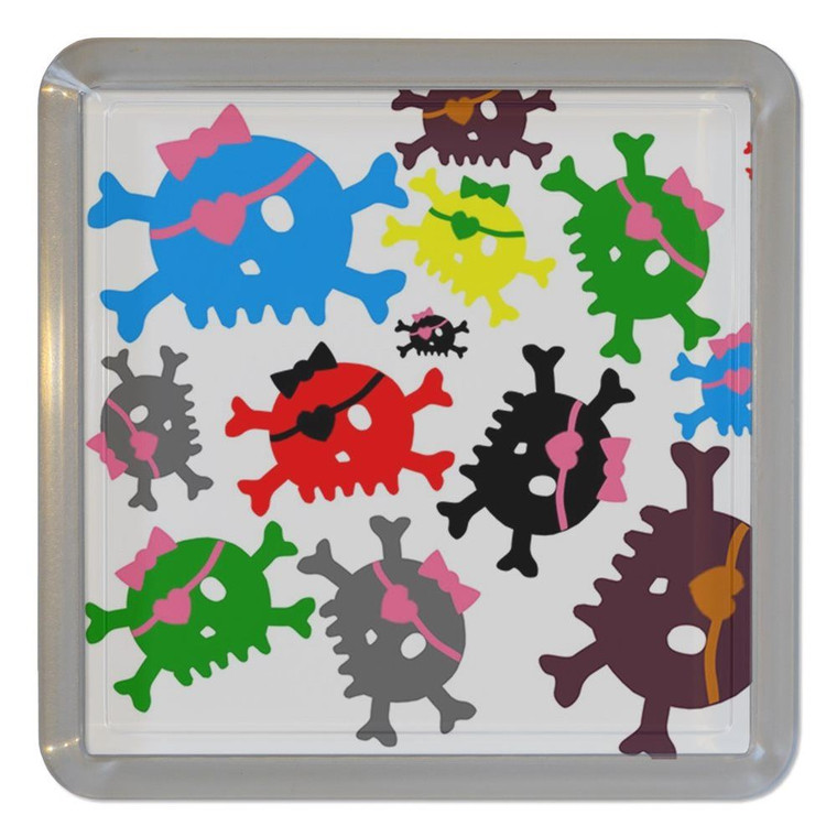 Skull Bow Pattern 3 - Plastic Tea Coaster / Beer Mat