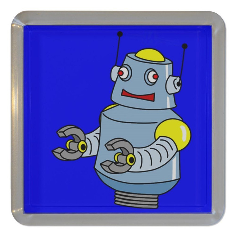 Blue Boy Robot - Plastic Tea Coaster / Beer Mat