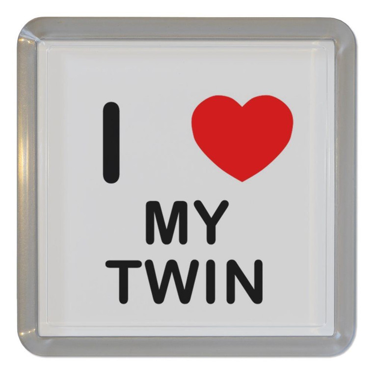 I Love My Twin - Plastic Tea Coaster / Beer Mat
