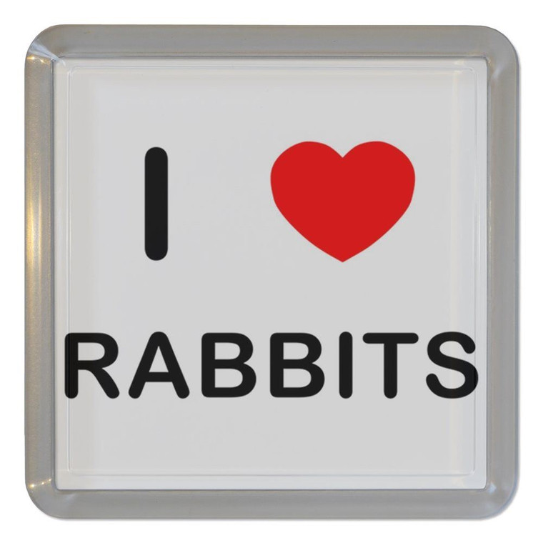 I Love Rabbits - Plastic Tea Coaster / Beer Mat