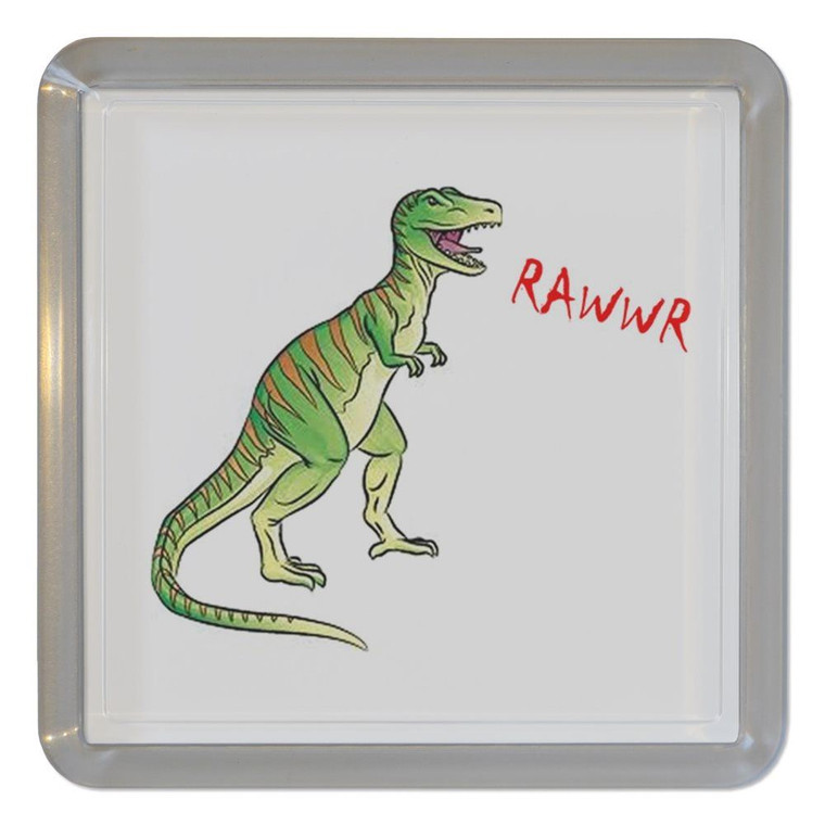 Dinosaur Rawwr! - Plastic Tea Coaster / Beer Mat