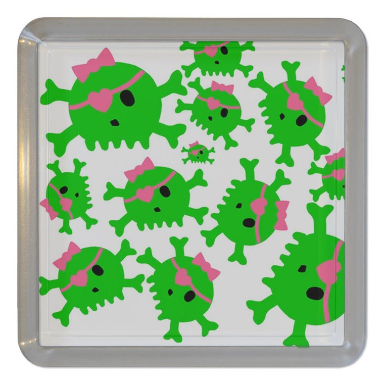 Skull Bow Pattern 2 - Plastic Tea Coaster / Beer Mat