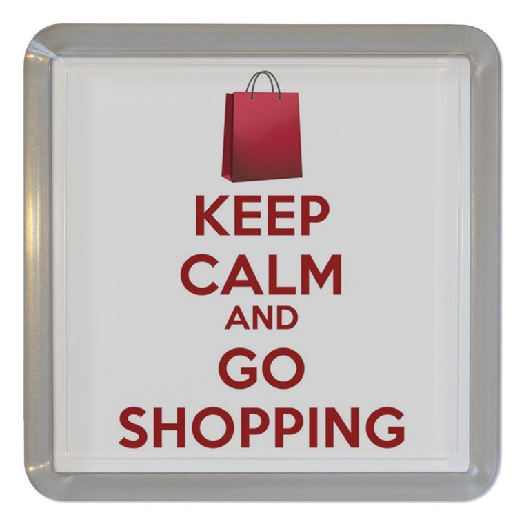 Keep Calm and Go Shopping - Plastic Tea Coaster / Beer Mat