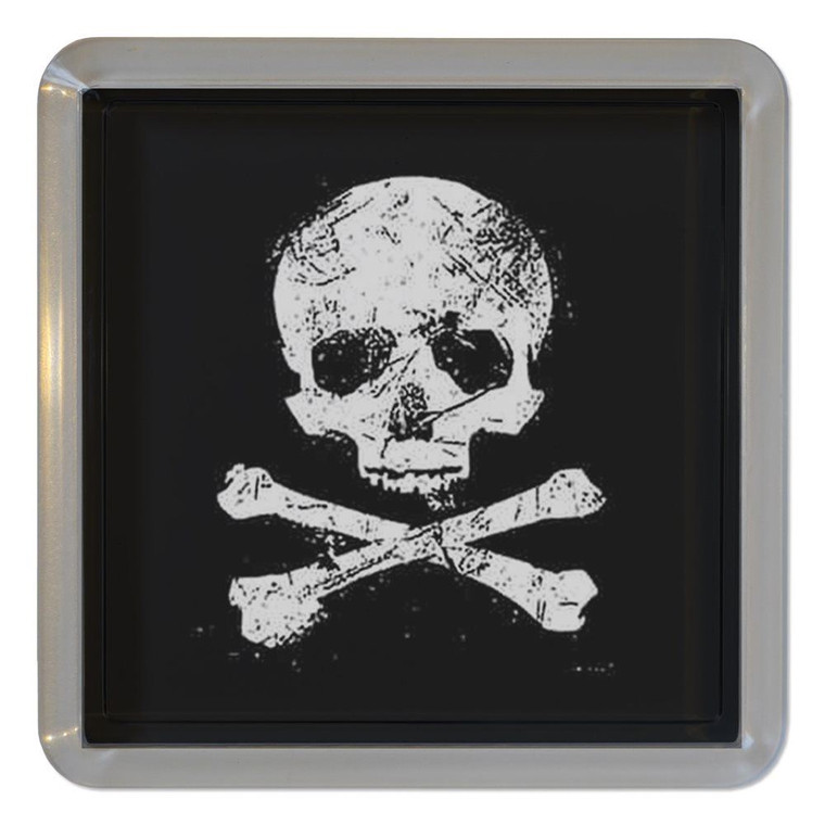 Distressed Skull and Crossbones - Plastic Tea Coaster / Beer Mat