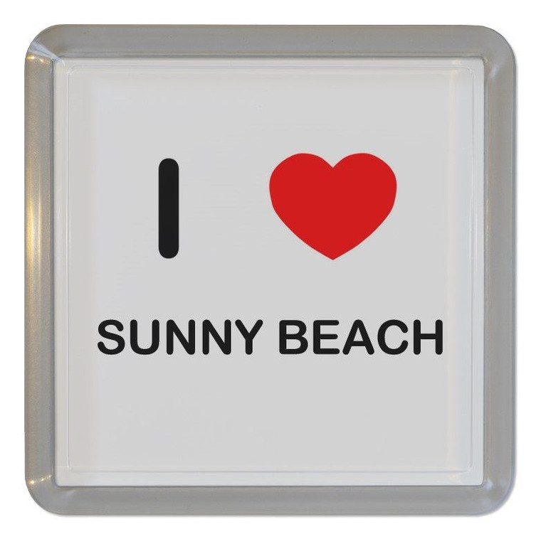 I Love Sunny Beach - Plastic Tea Coaster / Beer Mat