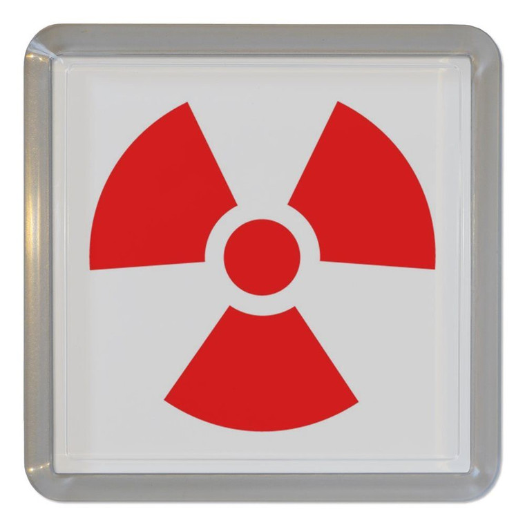 Red Nuclear Symbol - Plastic Tea Coaster / Beer Mat