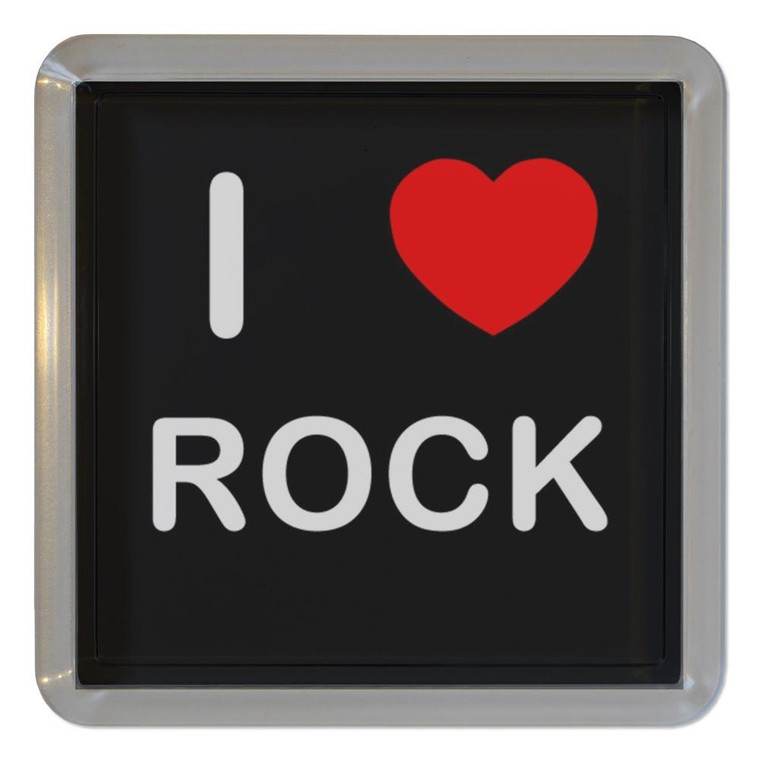 I Love Rock - Plastic Tea Coaster / Beer Mat