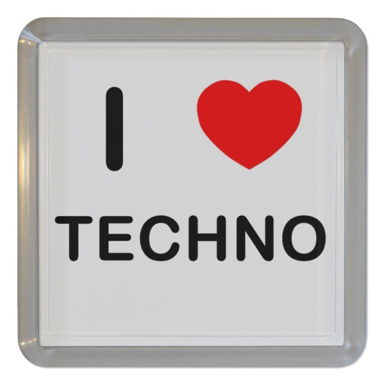 I Love Techno - Plastic Tea Coaster / Beer Mat