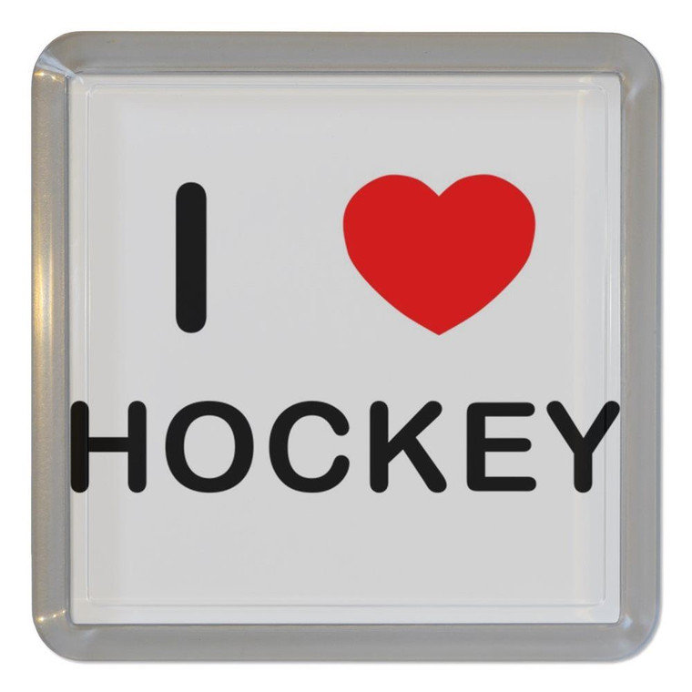 I Love Hockey - Plastic Tea Coaster / Beer Mat