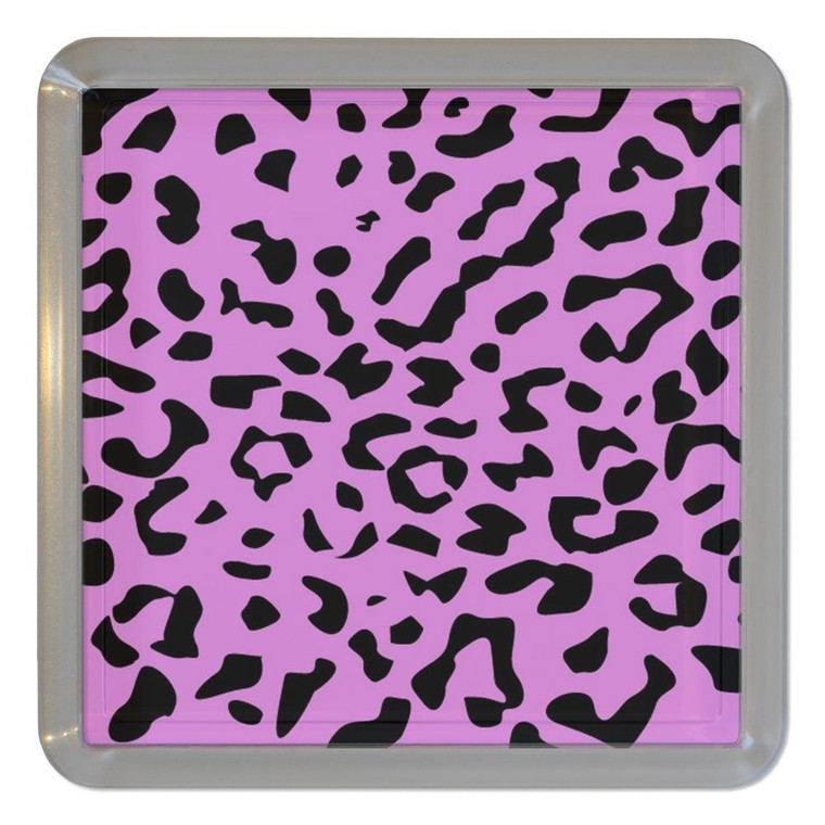 Pink Leopard Print - Plastic Tea Coaster / Beer Mat