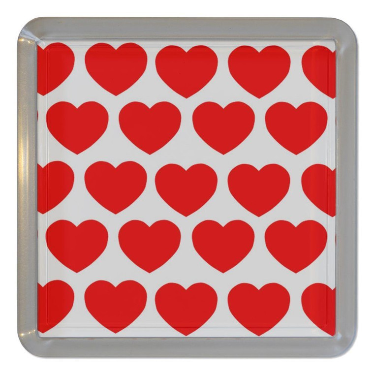 Heart Pattern - Plastic Tea Coaster / Beer Mat