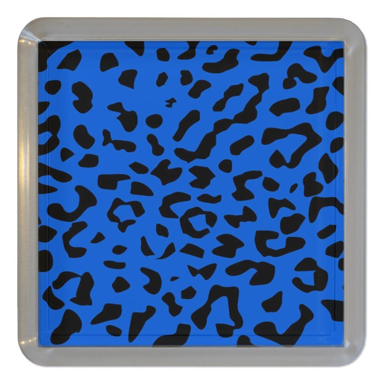 Blue Leopard Print - Plastic Tea Coaster / Beer Mat