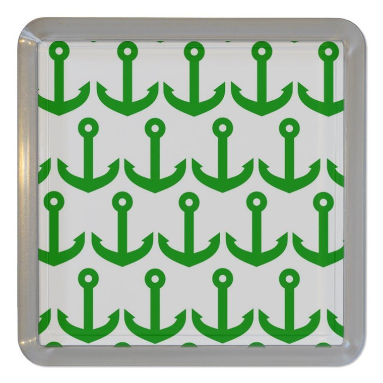 Anchor Green Pattern - Plastic Tea Coaster / Beer Mat