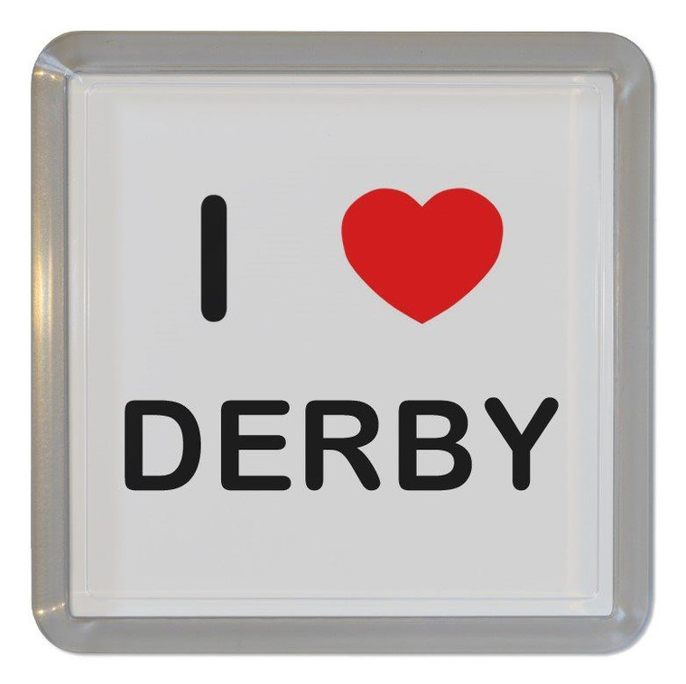 I Love Derby - Plastic Tea Coaster / Beer Mat