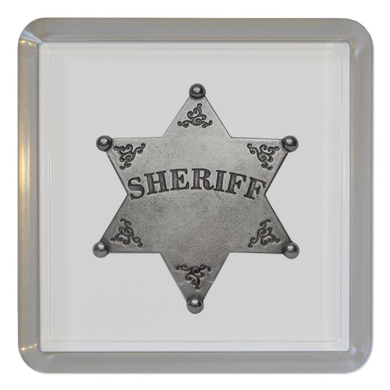 Sheriff Badge - Plastic Tea Coaster / Beer Mat