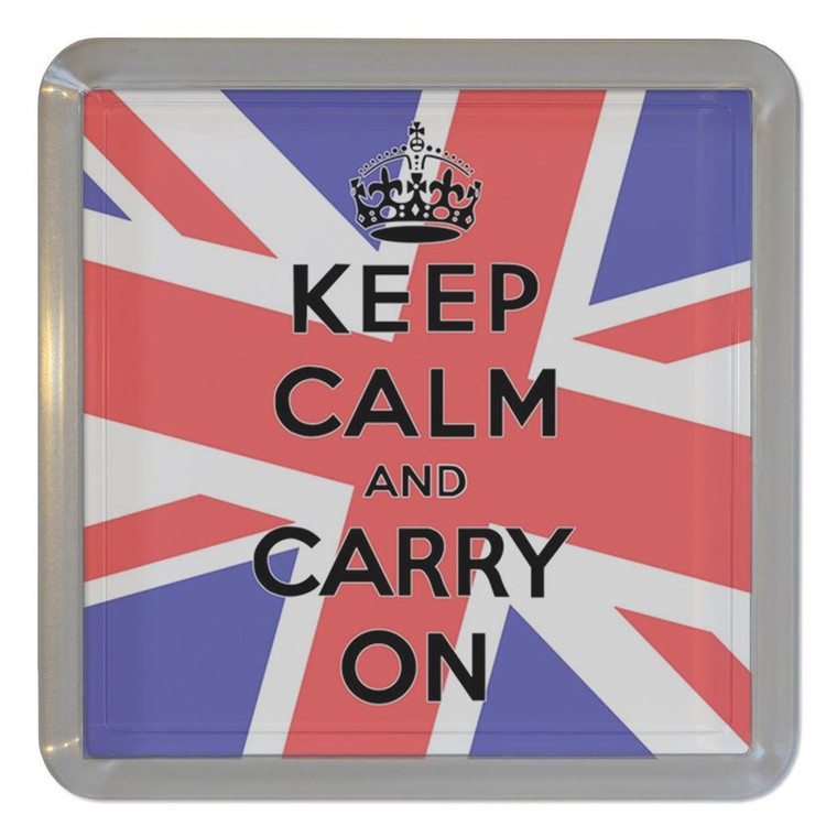 UK Keep Calm and Carry On - Plastic Tea Coaster / Beer Mat