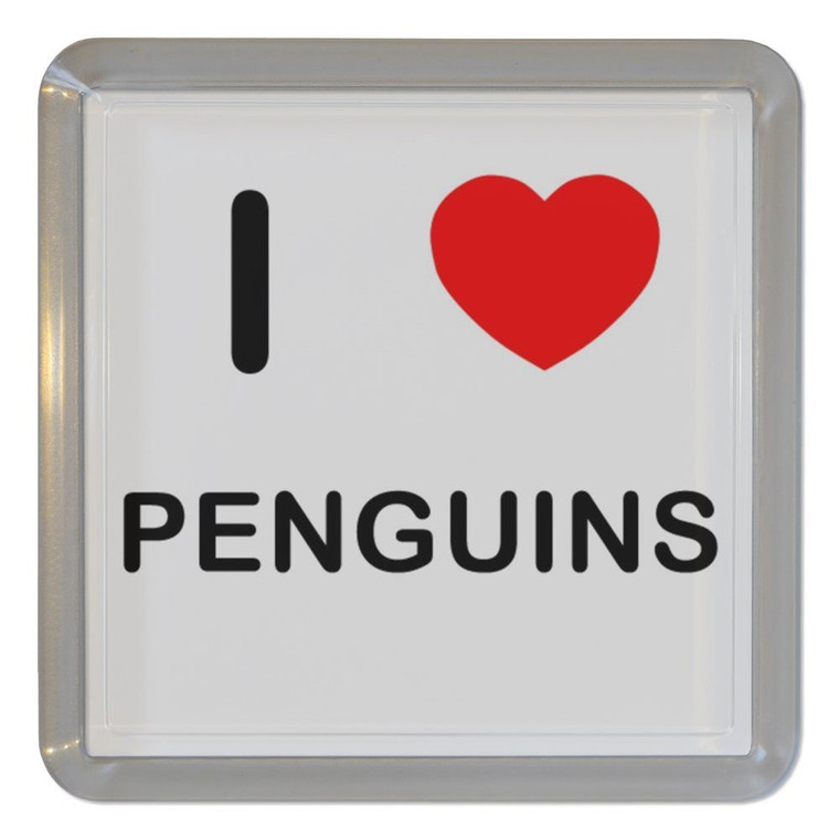 I Love Penguins - Plastic Tea Coaster / Beer Mat