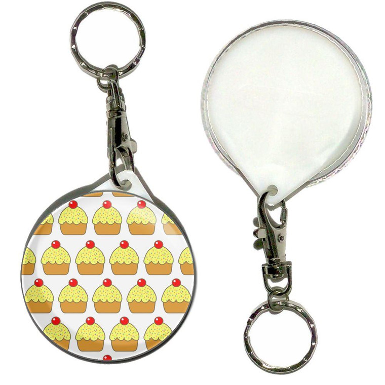 Cupcake Pattern - 55mm Button Badge Key Ring