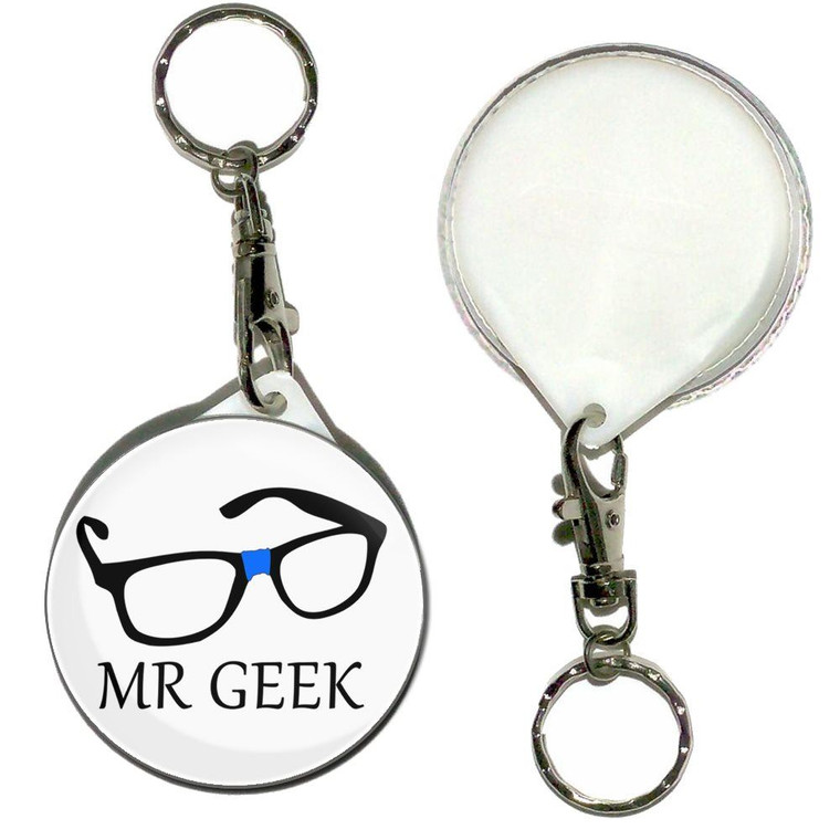 Mr Geek - 55mm Button Badge Key Ring