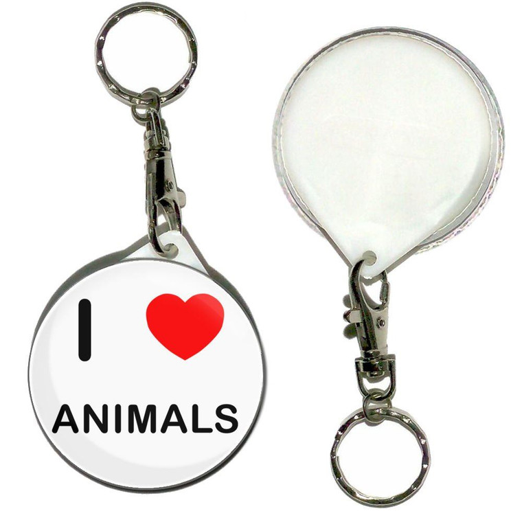 I Love Animals - 55mm Button Badge Key Ring