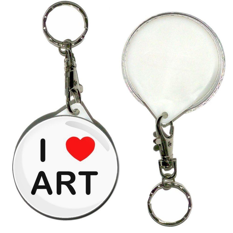I love Art - 55mm Button Badge Key Ring