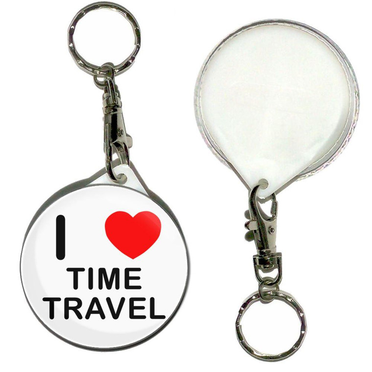 I Love Time Travel - 55mm Button Badge Key Ring