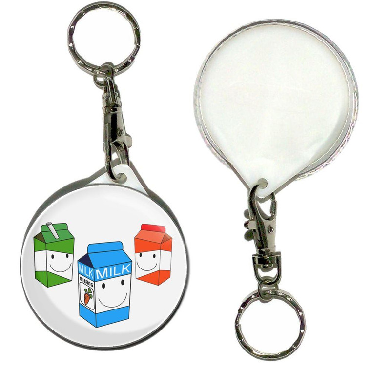 Milk & Juice Cartons - 55mm Button Badge Key Ring