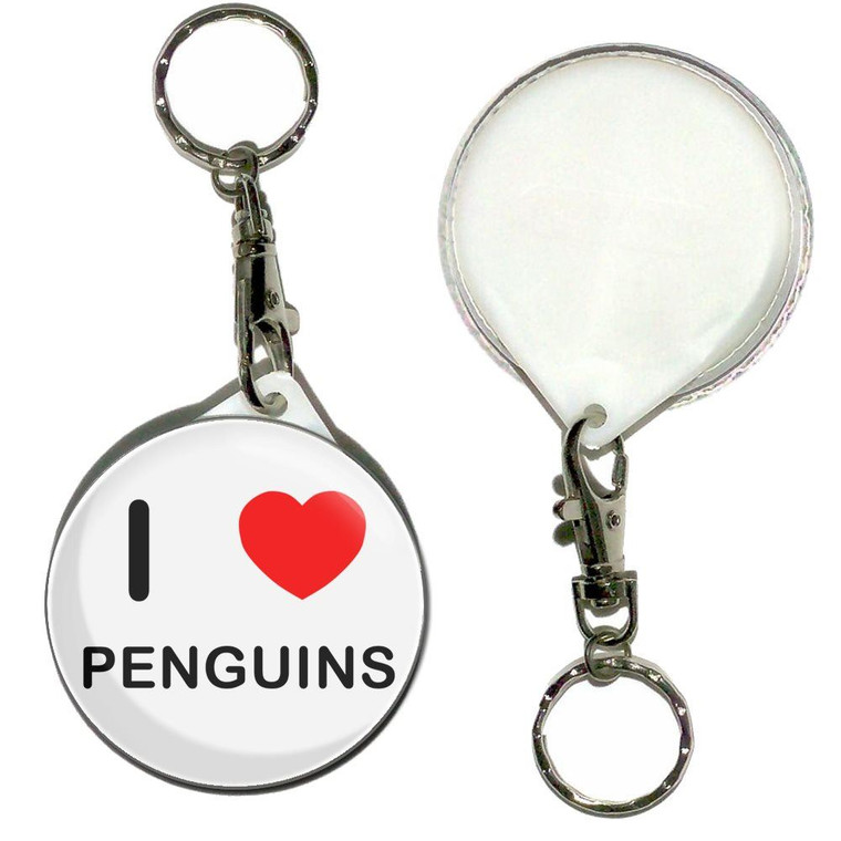 I Love Penguins - 55mm Button Badge Key Ring