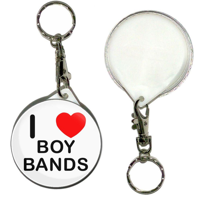 I Love Boy Bands - 55mm Button Badge Key Ring