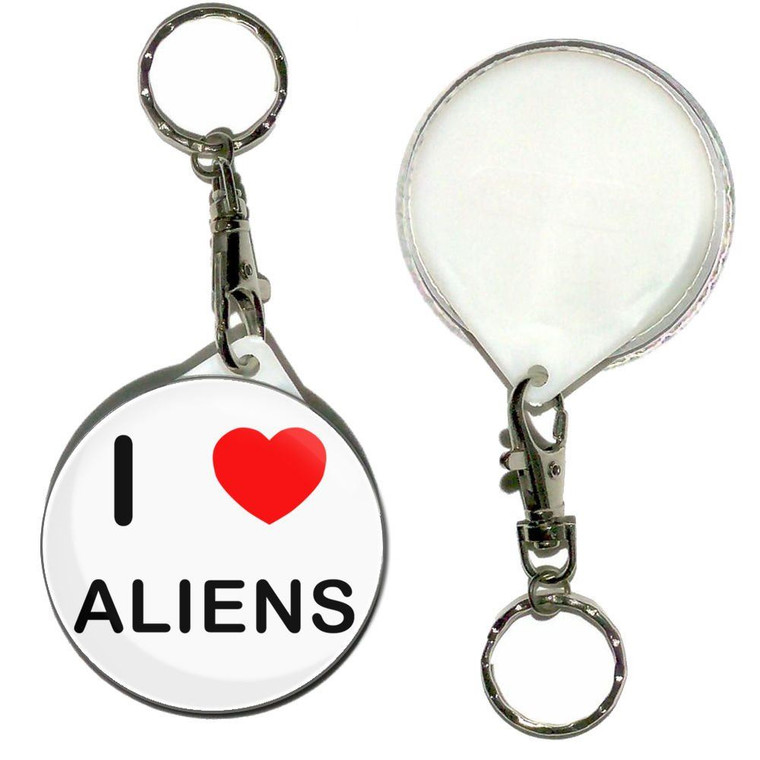 I Love Aliens - 55mm Button Badge Key Ring