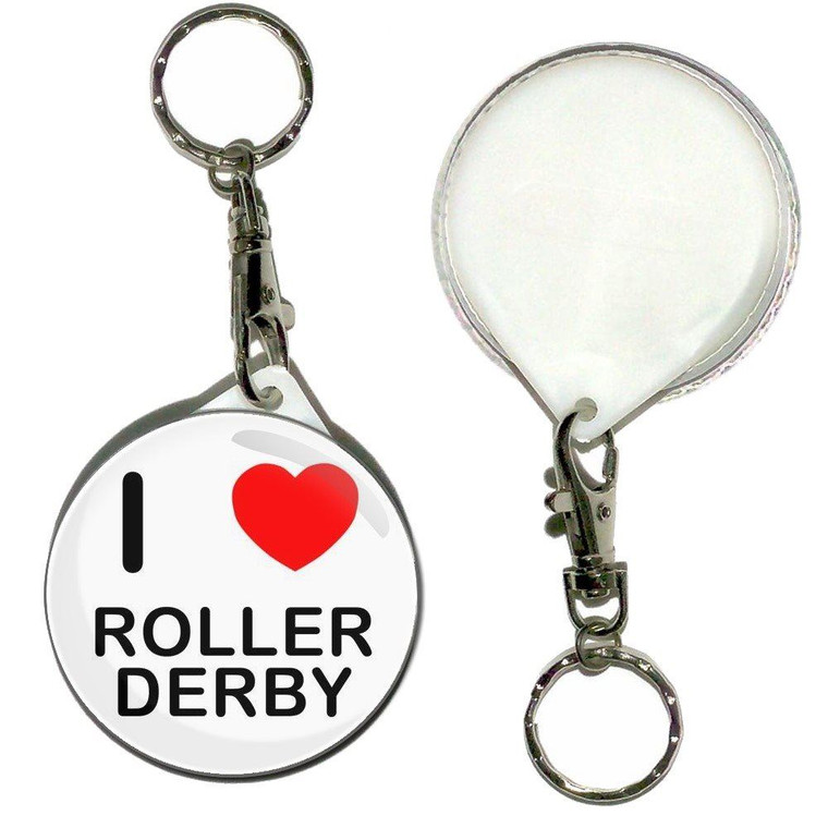 I Love Roller Derby - 55mm Button Badge Key Ring