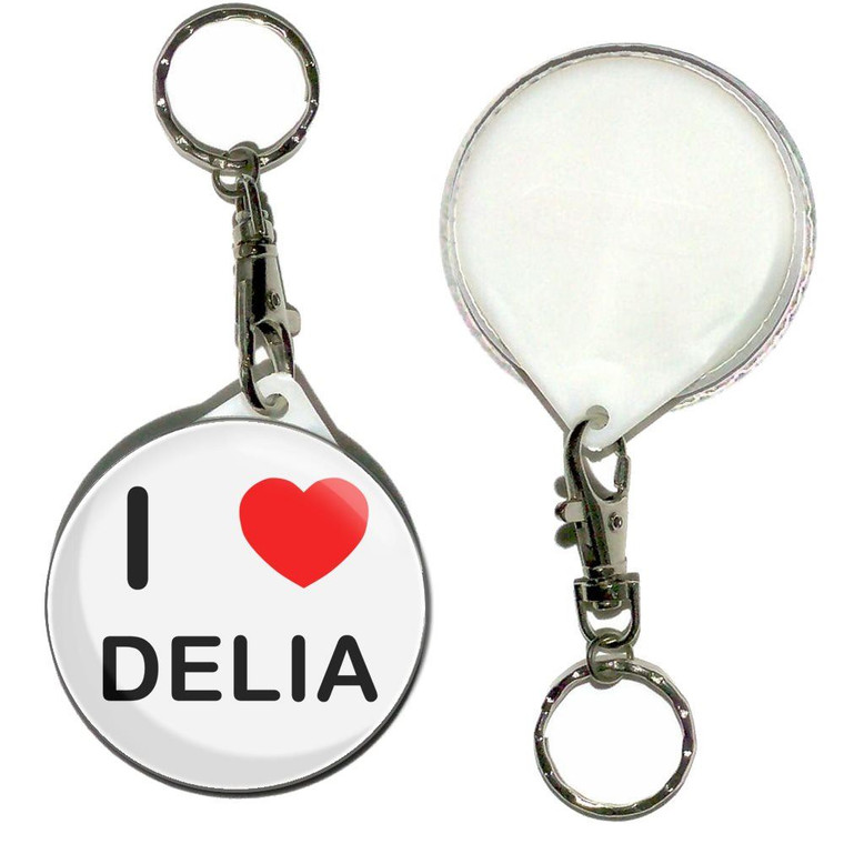 I Love Delia - 55mm Button Badge Key Ring
