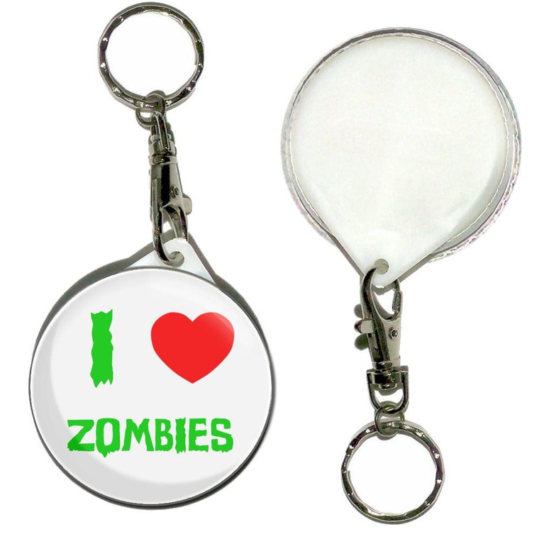 I Love Zombies - 55mm Button Badge Key Ring