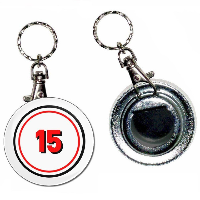 15 Certificate - 55mm Button Badge Bottle Opener