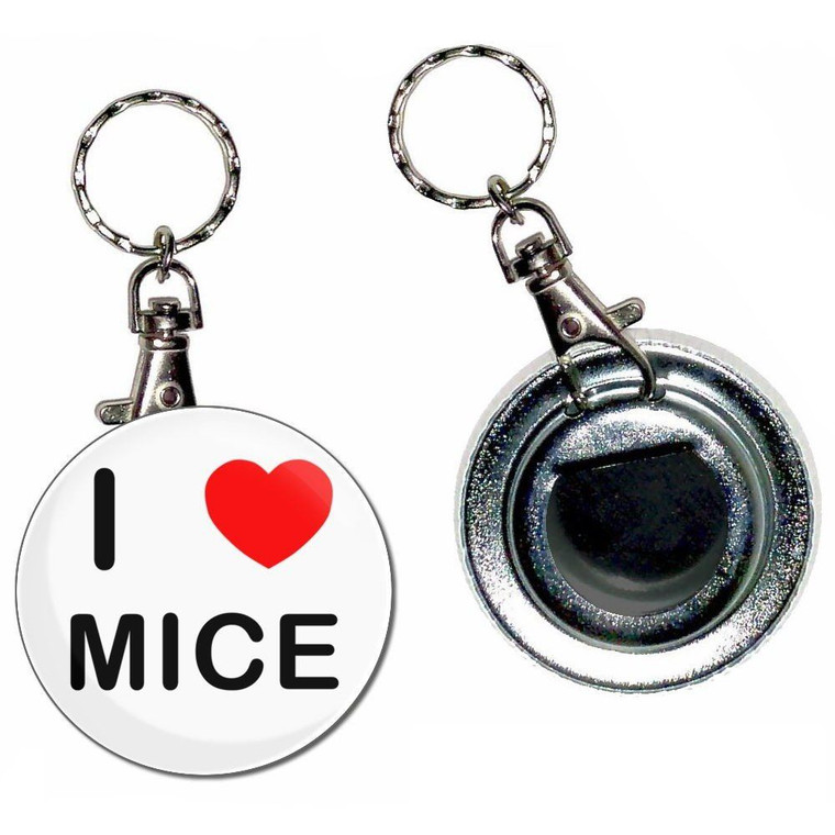 I Love Mice - 55mm Button Badge Bottle Opener