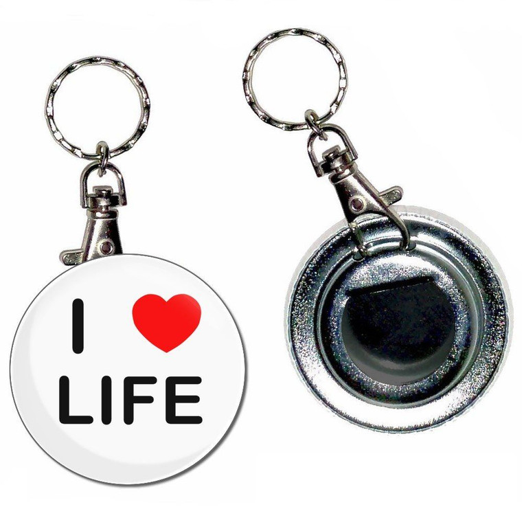 I Love Life - 55mm Button Badge Bottle Opener