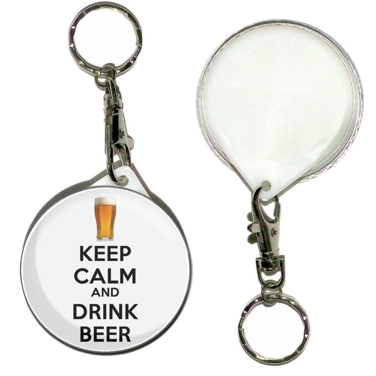 Keep Calm and Drink Beer - 55mm Button Badge Key Ring