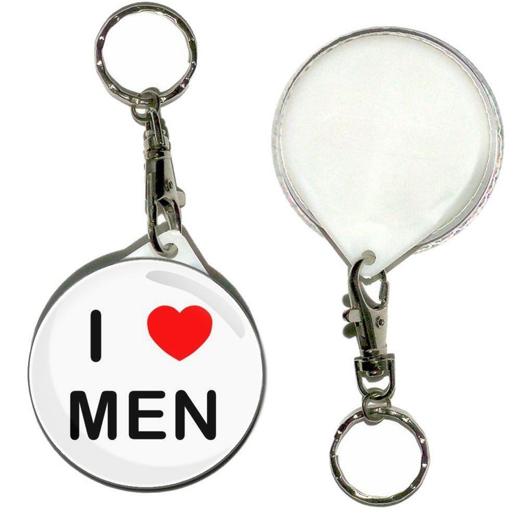 I love Men - 55mm Button Badge Key Ring