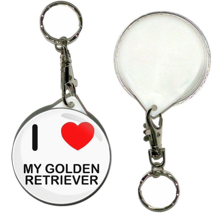 I Love My Golden Retriever - 55mm Button Badge Key Ring