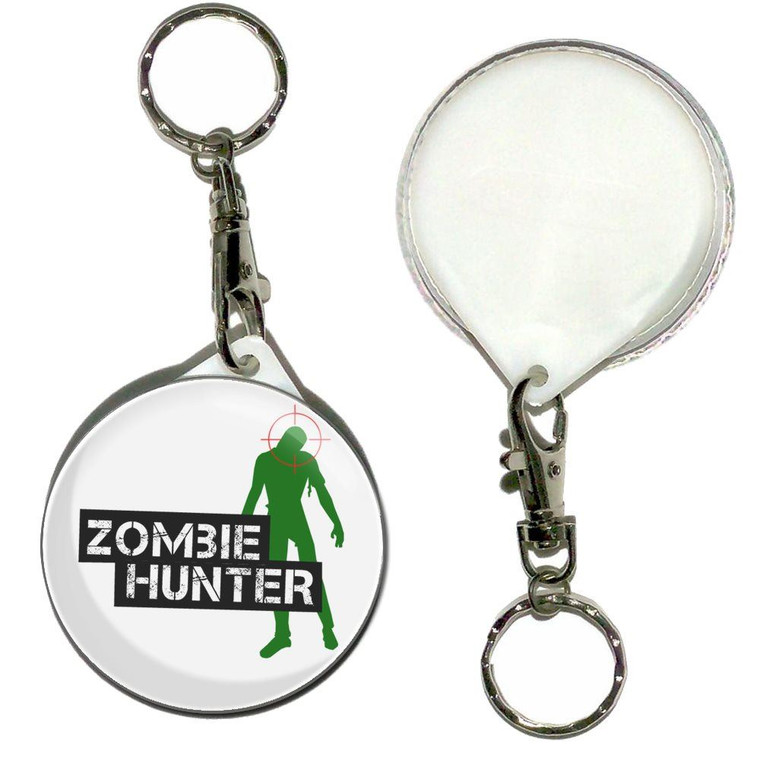 Zombie Hunter - 55mm Button Badge Key Ring