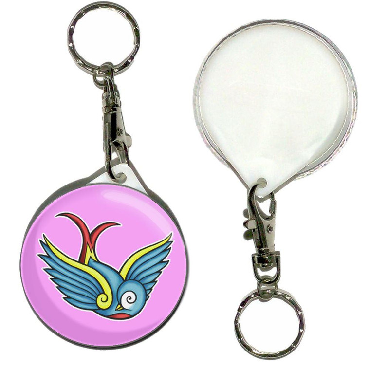Swallow - 55mm Button Badge Key Ring