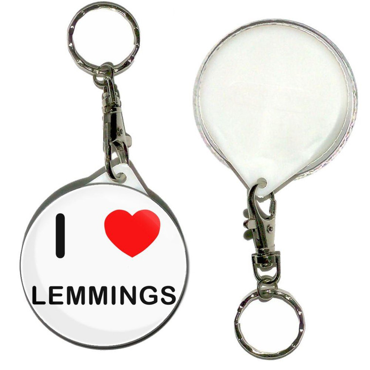 I Love Lemmings - 55mm Button Badge Key Ring