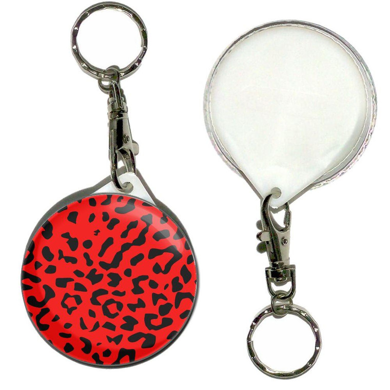 Red Leopard Print - 55mm Button Badge Key Ring