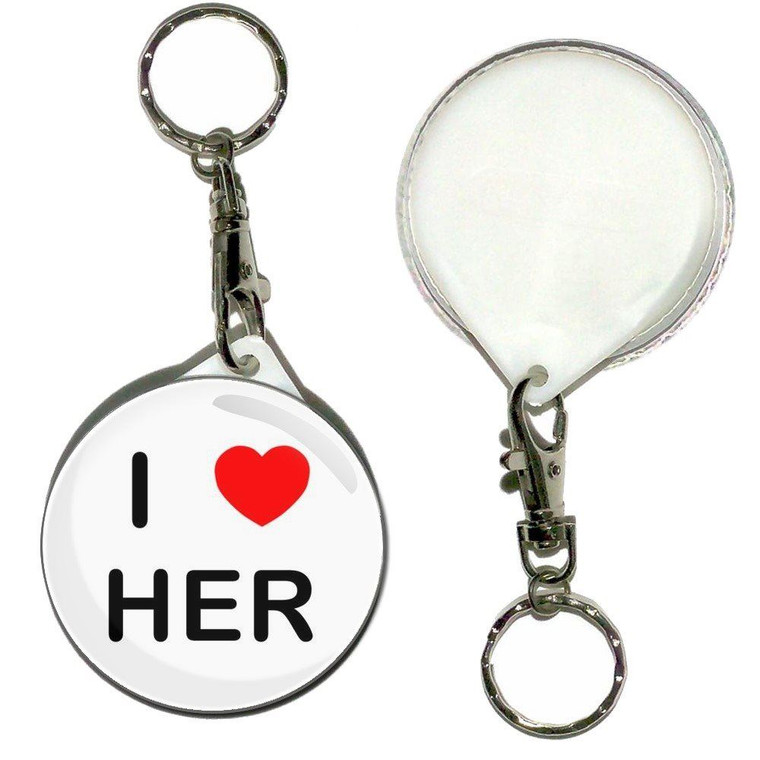 I love Her - 55mm Button Badge Key Ring