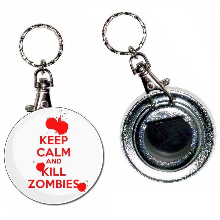 Keep Calm and Kill Zombies - 55mm Button Badge Bottle Opener