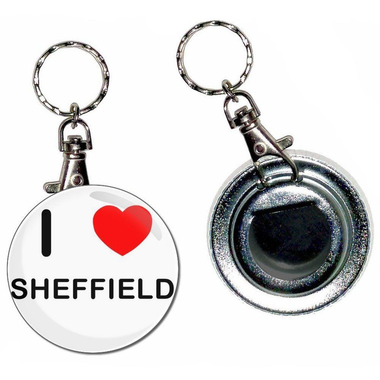 I Love Sheffield - 55mm Button Badge Bottle Opener