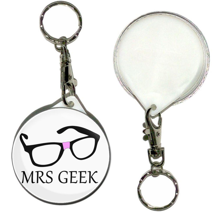 Mrs Geek - 55mm Button Badge Key Ring