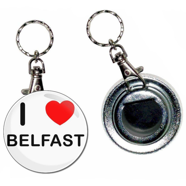 I Love Belfast - 55mm Button Badge Bottle Opener